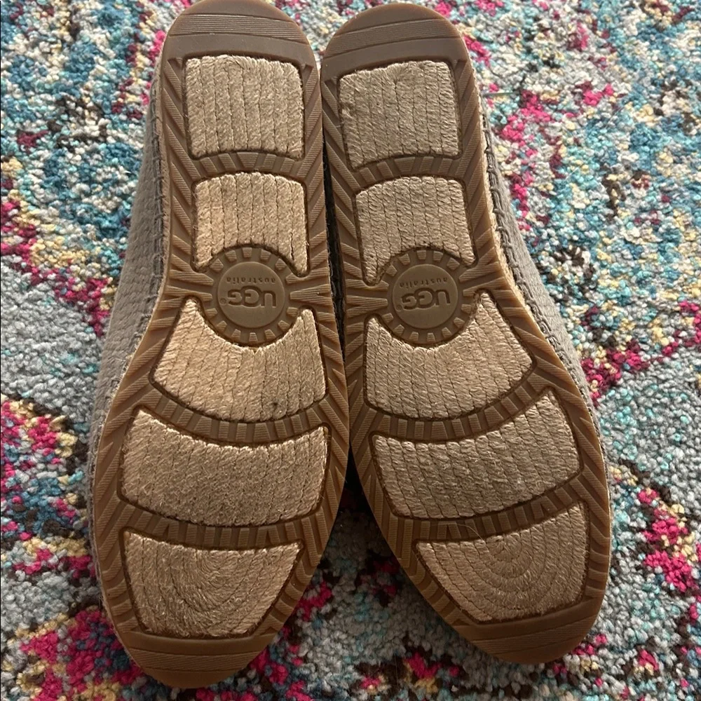 UGG Sandrinne Calf Hair‎ Scales Espadrille Gray Flat Slip On 1007150 Size 8
